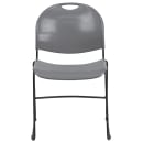 MoTak M037 Indoor/Outdoor Stackable Chair w/ Gray Plastic Back & Seat - Black Powder Coated Metal Frame thumbnail 5