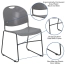 MoTak M037 Indoor/Outdoor Stackable Chair w/ Gray Plastic Back & Seat - Black Powder Coated Metal Frame thumbnail 6