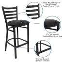 MoTak M038 Bar Stool w/ Black Powder Coated Steel Ladder Back, Black Vinyl Seat thumbnail 3