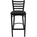 MoTak M038 Bar Stool w/ Black Powder Coated Steel Ladder Back, Black Vinyl Seat thumbnail 6
