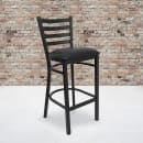 MoTak M038 Bar Stool w/ Black Powder Coated Steel Ladder Back, Black Vinyl Seat thumbnail 9
