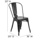 MoTak M039 Stackable Side Chair w/ Vertical Slat Back - Black Powder Coated Steel, Indoor/Outdoor thumbnail 2
