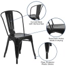 MoTak M039 Stackable Side Chair w/ Vertical Slat Back - Black Powder Coated Steel, Indoor/Outdoor thumbnail 6