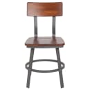 MoTak M040 Restaurant Chair w/ Walnut Wood Back & Seat - Gray Powder Coated Steel Frame thumbnail 5