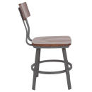 MoTak M040 Restaurant Chair w/ Walnut Wood Back & Seat - Gray Powder Coated Steel Frame thumbnail 6