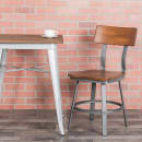 MoTak M040 Restaurant Chair w/ Walnut Wood Back & Seat - Gray Powder Coated Steel Frame thumbnail 9