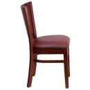 MoTak M041 Restaurant Chair w/ Solid Back & Burgundy Vinyl Seat - Mahogany Finished Beechwood Frame thumbnail 2
