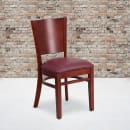 MoTak M041 Restaurant Chair w/ Solid Back & Burgundy Vinyl Seat - Mahogany Finished Beechwood Frame thumbnail 5