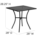 MoTak M042 28" Square Patio Table  - Black Powder Coated Steel w/ Rain Flower Design thumbnail 2