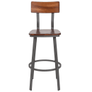 MoTak M045 Bar Stool w/ Gray Powder Coated Steel Frame - Walnut Wood Back & Seat thumbnail 5