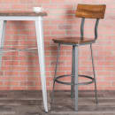 MoTak M045 Bar Stool w/ Gray Powder Coated Steel Frame - Walnut Wood Back & Seat thumbnail 9