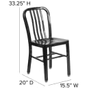 MoTak M046 Chair w/ Vertical Slat Back - Black Powder Coated Steel, Indoor/Outdoor thumbnail 2