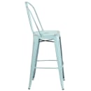 MoTak M047 Bar Stool w/ Curved Back - Powder Coated Steel, Distressed Green Blue thumbnail 3