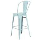 MoTak M047 Bar Stool w/ Curved Back - Powder Coated Steel, Distressed Green Blue thumbnail 4