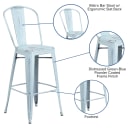 MoTak M047 Bar Stool w/ Curved Back - Powder Coated Steel, Distressed Green Blue thumbnail 6