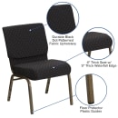 MoTak M048 Stackable Extra Wide Church Chair - Gold Steel Frame w/ Black Dot Fabric Back & Seat thumbnail 6