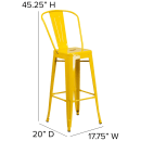 MoTak M052 Bar Stool w/ Curved Back - Powder Coated Steel, Yellow thumbnail 2