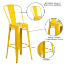 MoTak M052 Bar Stool w/ Curved Back - Powder Coated Steel, Yellow thumbnail 3