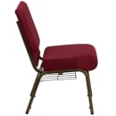 MoTak M053 Stackable Extra Wide Church Chair - Gold Steel Frame w/ Burgundy Fabric Back & Seat thumbnail 3