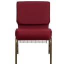 MoTak M053 Stackable Extra Wide Church Chair - Gold Steel Frame w/ Burgundy Fabric Back & Seat thumbnail 5