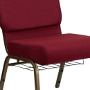 MoTak M053 Stackable Extra Wide Church Chair - Gold Steel Frame w/ Burgundy Fabric Back & Seat thumbnail 7