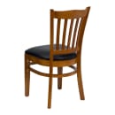 MoTak M054 Restaurant Chair w/ Vertical Slat Back - Black Vinyl Seat w/ Cherry Finished Beechwood Frame thumbnail 3
