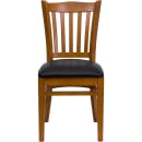 MoTak M054 Restaurant Chair w/ Vertical Slat Back - Black Vinyl Seat w/ Cherry Finished Beechwood Frame thumbnail 4