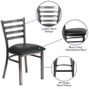 MoTak M055 Restaurant Chair w/ Ladder Back - Black Vinyl Seat w/ Silver  Powder Coated Steel Frame thumbnail 3
