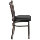 MoTak M055 Restaurant Chair w/ Ladder Back - Black Vinyl Seat w/ Silver  Powder Coated Steel Frame thumbnail 4