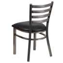 MoTak M055 Restaurant Chair w/ Ladder Back - Black Vinyl Seat w/ Silver  Powder Coated Steel Frame thumbnail 5