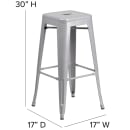 MoTak M056 Backless Bar Stool - Power Coated Steel, Silver thumbnail 2