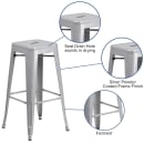 MoTak M056 Backless Bar Stool - Power Coated Steel, Silver thumbnail 3