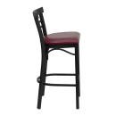 MoTak M058 Bar Stool w/ Black Powder Coated Steel Ladder Back, Burgundy Vinyl Seat thumbnail 2