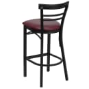 MoTak M058 Bar Stool w/ Black Powder Coated Steel Ladder Back, Burgundy Vinyl Seat thumbnail 3
