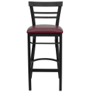 MoTak M058 Bar Stool w/ Black Powder Coated Steel Ladder Back, Burgundy Vinyl Seat thumbnail 4