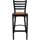 MoTak M063 Bar Stool w/ Black Powder Coated Steel Ladder Back, Cherry Wood Seat thumbnail 4