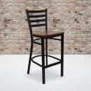 MoTak M063 Bar Stool w/ Black Powder Coated Steel Ladder Back, Cherry Wood Seat thumbnail 7