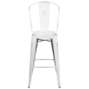 MoTak M064 Bar Stool w/ Curved Back - Powder Coated Steel, Distressed White thumbnail 5