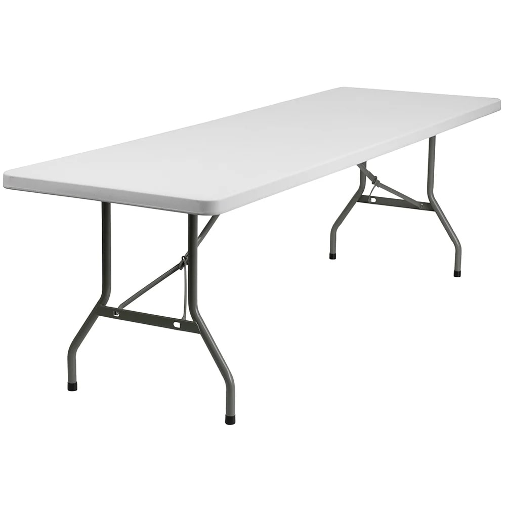 MoTak M067 Rectangular Folding Table w/ Granite White Plastic Top - Indoor/Outdoor, 96"W x 30"D x 29"H