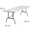 MoTak M067 Rectangular Folding Table w/ Granite White Plastic Top - Indoor/Outdoor, 96"W x 30"D x 29"H thumbnail 2