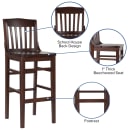 MoTak M068 Bar Stool w/ Walnut Wood School House Back, Wood Seat thumbnail 3