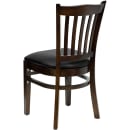 MoTak M073 Restaurant Chair w/ Vertical Slat Back - Walnut Finished Beechwood, Black Vinyl Seat thumbnail 4