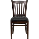 MoTak M073 Restaurant Chair w/ Vertical Slat Back - Walnut Finished Beechwood, Black Vinyl Seat thumbnail 5