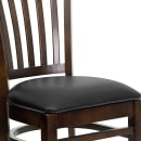 MoTak M073 Restaurant Chair w/ Vertical Slat Back - Walnut Finished Beechwood, Black Vinyl Seat thumbnail 7