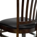 MoTak M073 Restaurant Chair w/ Vertical Slat Back - Walnut Finished Beechwood, Black Vinyl Seat thumbnail 8