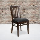 MoTak M073 Restaurant Chair w/ Vertical Slat Back - Walnut Finished Beechwood, Black Vinyl Seat thumbnail 9