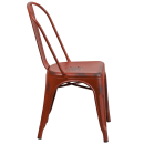 MoTak M080 Stackable Chair w/ Vertical Slat Back - Distressed Kelly Red, Indoor/Outdoor thumbnail 3