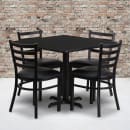 MoTak M081 36" Square Table w/ (4) Chairs - Black Laminate Top, Black Powder Coated Cast Iron Base thumbnail 2