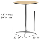 MoTak M082 30" Round Bar Height Table - Birchwood Top, Steel Base w/ Chrome Finish thumbnail 4