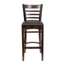 MoTak M083 Bar Stool w/ Walnut Wood Ladder Back, Black Vinyl Seat thumbnail 5